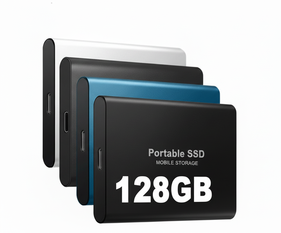 128GB Portable Solid State Drive USB-C High-Speed External Storage Aluminum Shockproof for PC Mac Android Gaming Consoles 4K Video Backup