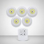 Battery-Operated LED Puck Lights with Remote Control 3-Pack White Wireless Stick-On Spotlights for Cupboards Closets Shelves Undercabinet Il