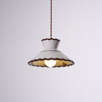 Handcrafted Ceramic Hanging Light with Floral Design 9.6 Inch Diameter Overhead Fixture Adjustable Cord E26 Socket for Dining Area Kitchen C