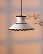 Handcrafted Ceramic Hanging Light with Floral Design 9.6 Inch Diameter Overhead Fixture Adjustable Cord E26 Socket for Dining Area Kitchen C