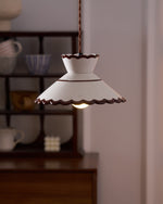 Handcrafted Ceramic Hanging Light with Floral Design 9.6 Inch Diameter Overhead Fixture Adjustable Cord E26 Socket for Dining Area Kitchen C