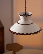 Handcrafted Ceramic Hanging Light with Floral Design 9.6 Inch Diameter Overhead Fixture Adjustable Cord E26 Socket for Dining Area Kitchen C
