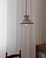 Handcrafted Ceramic Hanging Light with Floral Design 9.6 Inch Diameter Overhead Fixture Adjustable Cord E26 Socket for Dining Area Kitchen C