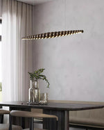 Hanging LED Fixture 46 in Metal Wood Acrylic Globe Pendant 3000K Contemporary Ceiling Light for Kitchen Island Dining Table