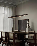 Hanging LED Fixture 46 in Metal Wood Acrylic Globe Pendant 3000K Contemporary Ceiling Light for Kitchen Island Dining Table