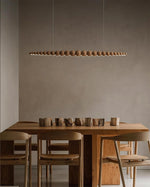 Hanging LED Fixture 46 in Metal Wood Acrylic Globe Pendant 3000K Contemporary Ceiling Light for Kitchen Island Dining Table