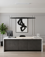 Hanging LED Fixture 46 in Metal Wood Acrylic Globe Pendant 3000K Contemporary Ceiling Light for Kitchen Island Dining Table