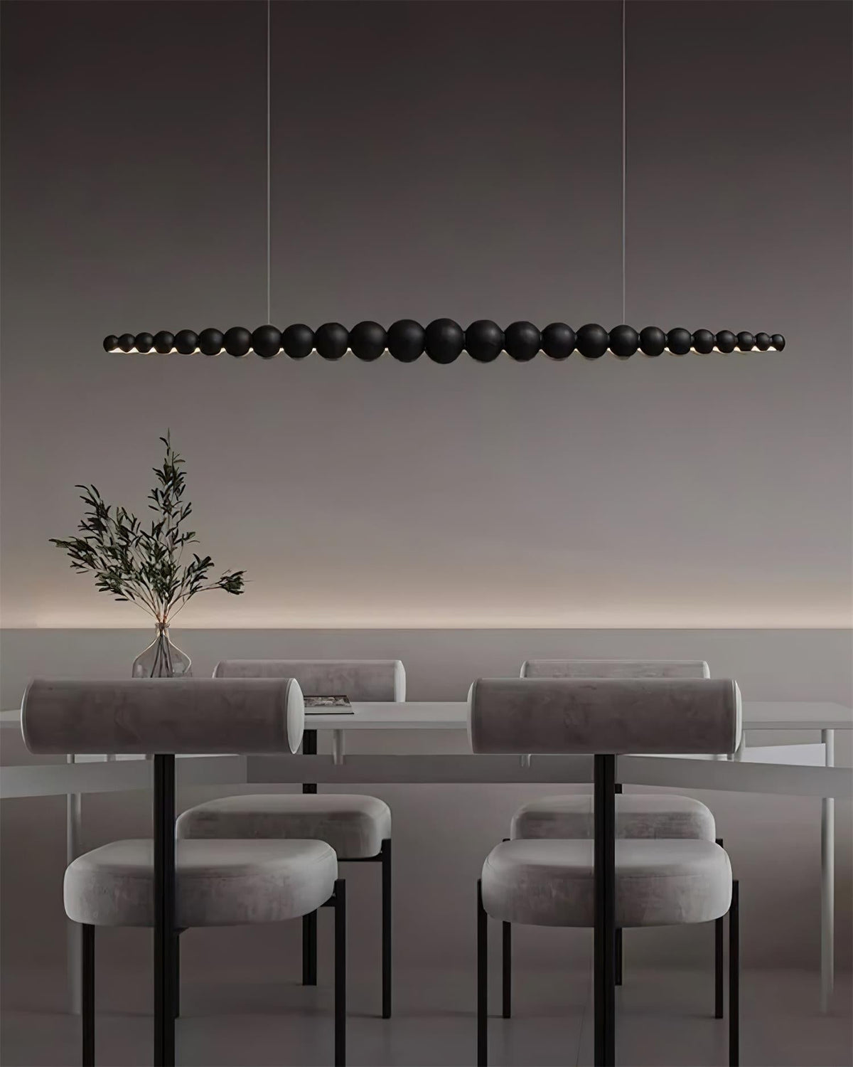 Hanging LED Fixture 46 in Metal Wood Acrylic Globe Pendant 3000K Contemporary Ceiling Light for Kitchen Island Dining Table
