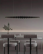 Hanging LED Fixture 46 in Metal Wood Acrylic Globe Pendant 3000K Contemporary Ceiling Light for Kitchen Island Dining Table