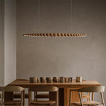 Hanging LED Fixture 46 in Metal Wood Acrylic Globe Pendant 3000K Contemporary Ceiling Light for Kitchen Island Dining Table