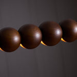 Hanging LED Fixture 46 in Metal Wood Acrylic Globe Pendant 3000K Contemporary Ceiling Light for Kitchen Island Dining Table
