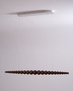 Hanging LED Fixture 46 in Metal Wood Acrylic Globe Pendant 3000K Contemporary Ceiling Light for Kitchen Island Dining Table
