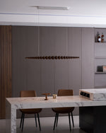 Hanging LED Fixture 46 in Metal Wood Acrylic Globe Pendant 3000K Contemporary Ceiling Light for Kitchen Island Dining Table