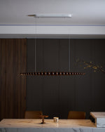 Hanging LED Fixture 46 in Metal Wood Acrylic Globe Pendant 3000K Contemporary Ceiling Light for Kitchen Island Dining Table