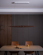 Hanging LED Fixture 46 in Metal Wood Acrylic Globe Pendant 3000K Contemporary Ceiling Light for Kitchen Island Dining Table