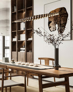 Hanging LED Fixture 46 in Metal Wood Acrylic Globe Pendant 3000K Contemporary Ceiling Light for Kitchen Island Dining Table