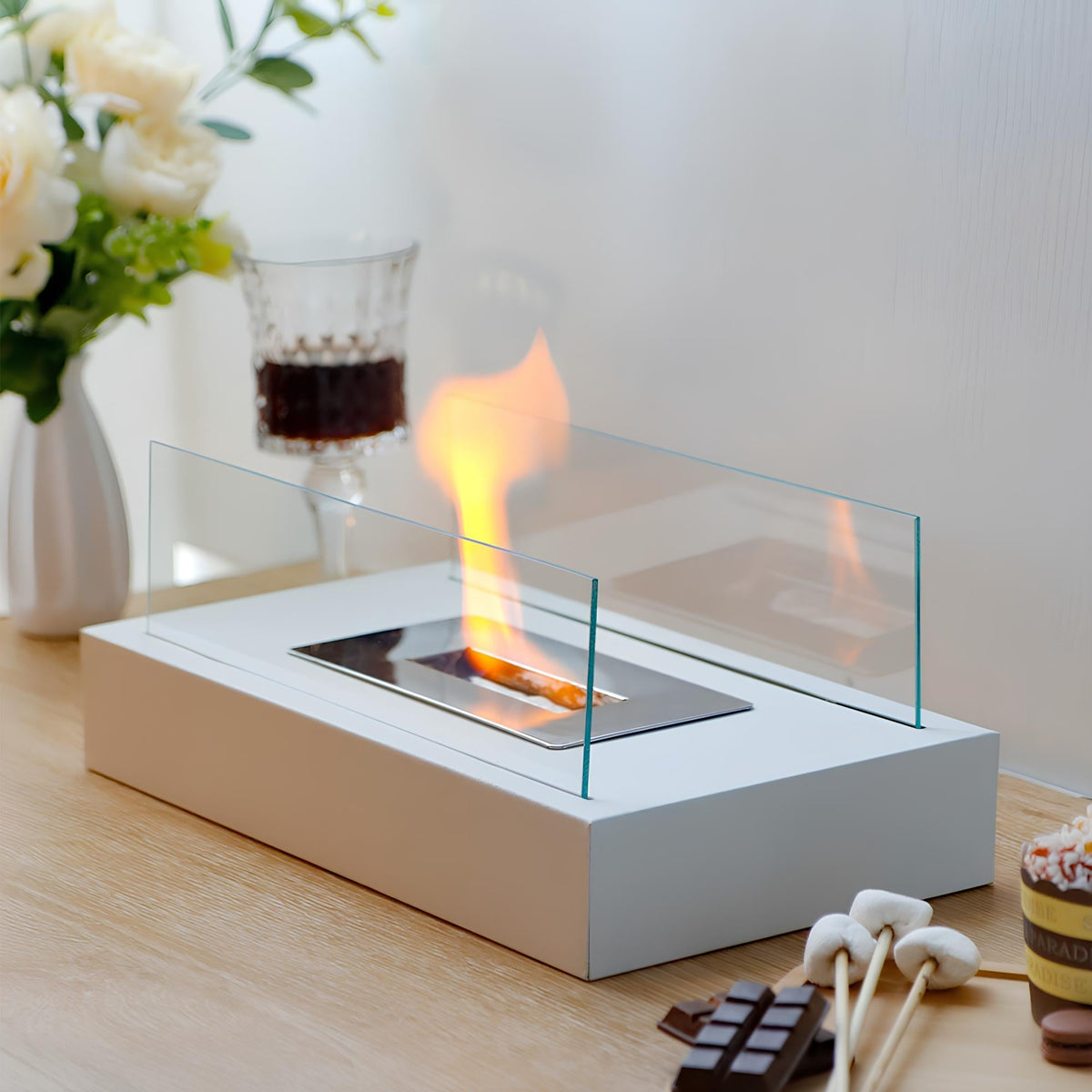 Compact Outdoor Tabletop Fire Pit with Real Flame Effect