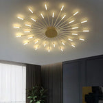 Multi-Arm Metal Flush Mount Light Fixture with Remote Dimmable 20-42 Bulb Points for Open Floor Plans Living Rooms Dining Spaces Contemporar