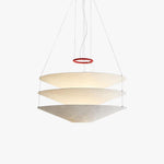 Circular Hoop Hanging Lamp with Textured Shades Red 30-Inch Fixture for Island & Table Lighting