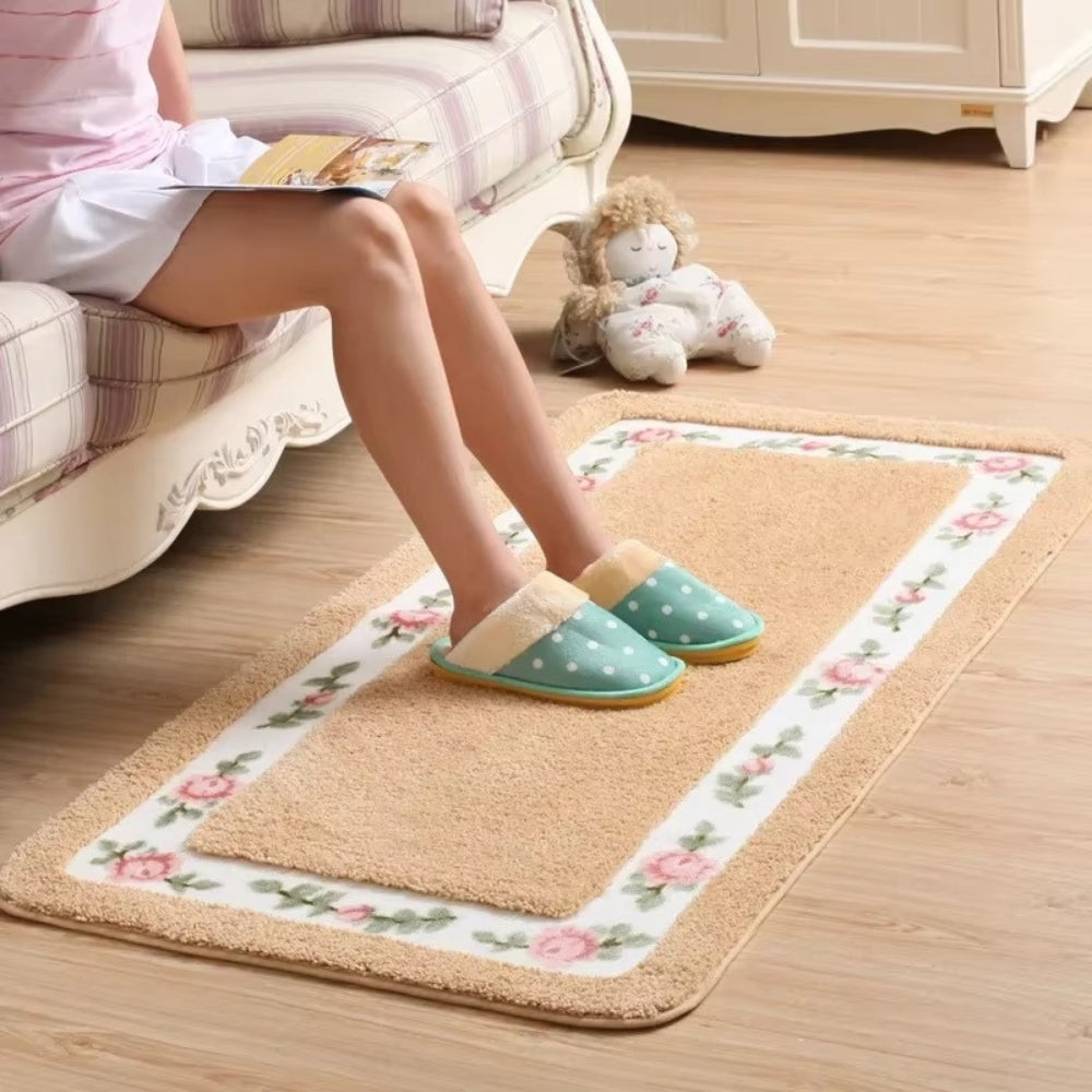 Classic Flower Bath Mat - Soft Microfiber, Non-Slip, Quick-Dry