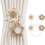 Flora Curtain Tiebacks - Floral Design, 2-Piece Set