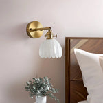 Adjustable Glass Sconce 8-Inch Tulip Shade for Bedroom Hallway Living Room Corner Accent Lighting E27 Socket Rotatable Design