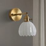 Adjustable Glass Sconce 8-Inch Tulip Shade for Bedroom Hallway Living Room Corner Accent Lighting E27 Socket Rotatable Design