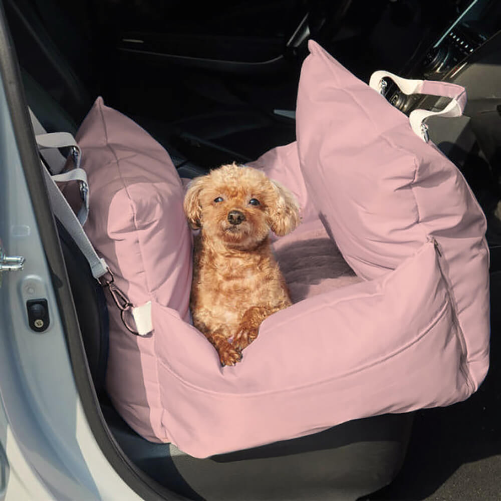 Padded Dog Car Seat Booster with Safety Harness & Side Bolsters – Water-Resistant Washable Pet Travel Carrier for Cars, SUVs & Travel