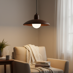 Wood Dome Ceiling Pendant 12 in Walnut Hanging Light for Kitchen Island Dining Table Minimalist Adjustable Cord E27 Socket 110V