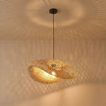 Woven Rattan Pendant Light with Adjustable Height for Dining Room & Kitchen | Natural Ceiling Fixture with E27 Socket | Scandinavian