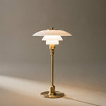 Modern Table Lamp with Triple Glass Shades – Sculptural Accent Light with Rotary Dimmer for Bedroom, Office & Living Room