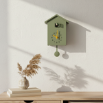 Quartz Wall Clock with Hourly Bird Call | Silent Movement Timepiece | Wood & Resin Construction for Living Room Kitchen Office | Modern
