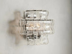 Textured Glass Wall Sconce Light Fixture with Curved Shade for Living Room Bedroom Dining Room | Hardwired 2-Bulb Accent Lighting