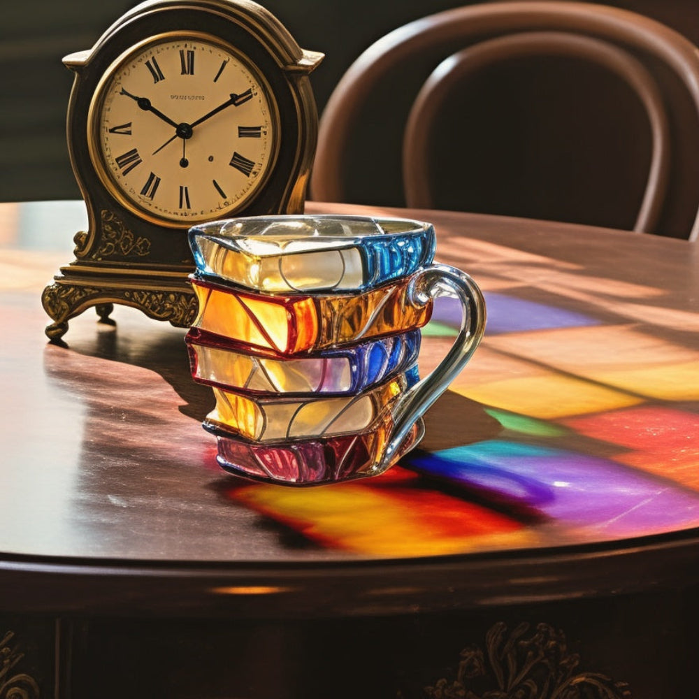 Book Lover Glass Coffee Mug with Literary Design