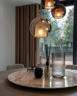 Glass Dome Hanging Ceiling Light 10 Inch for Kitchen Island Dining Room Indoor Pendant Fixture Adjustable Wire Metal Hardware