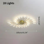 Multi-Arm Metal Flush Mount Light Fixture with Remote Dimmable 20-42 Bulb Points for Open Floor Plans Living Rooms Dining Spaces Contemporar