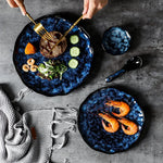 Ceramic Tableware Collection 10-Piece Set with Celestial Blue Pattern for Family Dinners Casual Dining Formal Entertaining Kitchen Essential