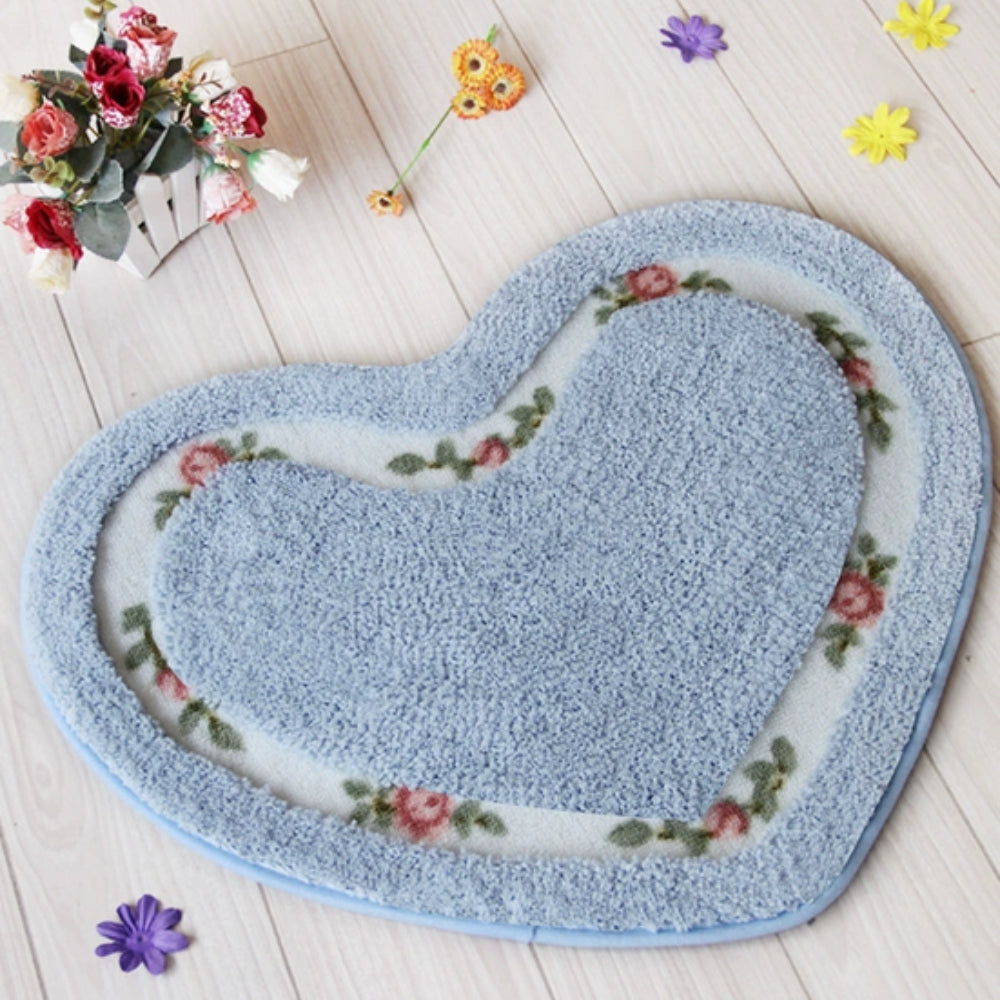 Haven Bath Mat - Heart-Shaped Soft Microfiber, Non-Slip Design