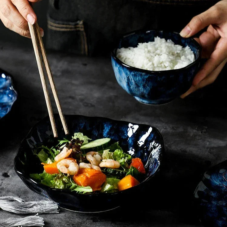 Ceramic Tableware Collection 10-Piece Set with Celestial Blue Pattern for Family Dinners Casual Dining Formal Entertaining Kitchen Essential