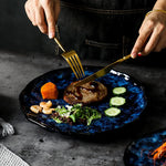 Ceramic Tableware Collection 10-Piece Set with Celestial Blue Pattern for Family Dinners Casual Dining Formal Entertaining Kitchen Essential
