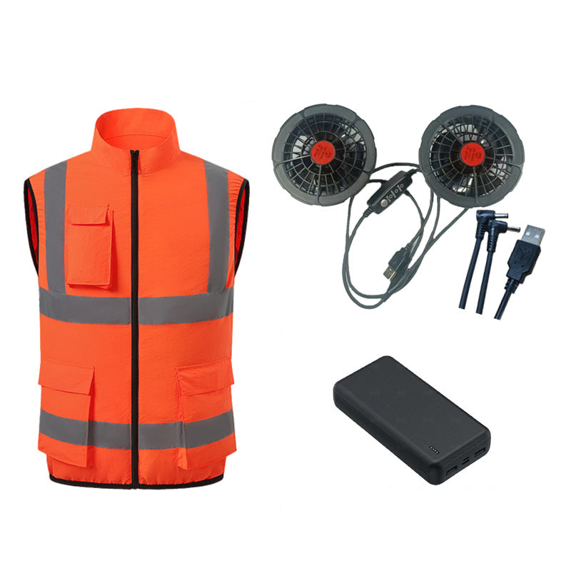Dotisk High-Performance Cooling Vest with Built-in Fans & Reflective Stripes for Men