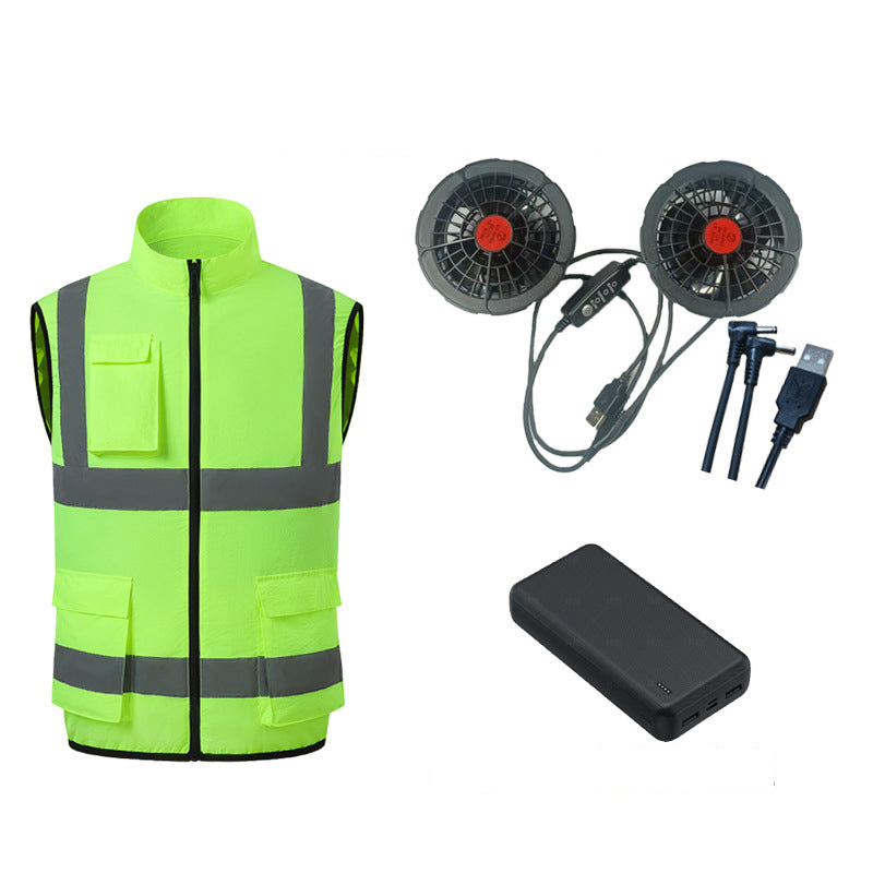 Dotisk High-Performance Cooling Vest with Built-in Fans & Reflective Stripes for Men