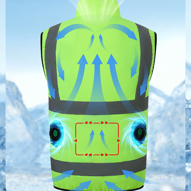 Dotisk High-Performance Cooling Vest with Built-in Fans & Reflective Stripes for Men