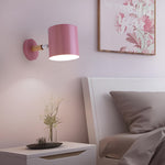 Adjustable Bedside Sconce Light Metal Wood 5 in Pink Reading Lamp Bedroom Nursery Guest Room Wall Mount Fixture for Nightstand Indoor Modern