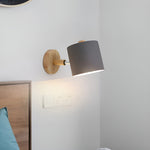 Adjustable Bedside Sconce Light Metal Wood 5 in Pink Reading Lamp Bedroom Nursery Guest Room Wall Mount Fixture for Nightstand Indoor Modern