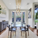 Cascading Raindrop Linear LED Chandelier – Textured Glass Orbs, Adjustable Height, Vaulted Ceiling Ready – 37 to 120 Inch Options