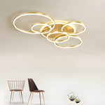 LED Ring Chandelier 45 in Aluminum Fixture Warm White Dimmable for Bedroom Living Room Dining Room Modern Flush Mount Multi-Ring Integrated