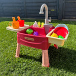 Play Sink for Kids with Working Faucet, Kids Kitchen Sink Toy with 19 Accessories for Pretend Role Play