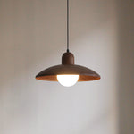 Wood Dome Ceiling Pendant 12 in Walnut Hanging Light for Kitchen Island Dining Table Minimalist Adjustable Cord E27 Socket 110V