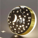 LED Kids Wall Sconce Astronaut Moon Star Night Light Gold White Metal Space Nursery Bedroom Decorative Fixture Boys Girls Reading Corner Pla